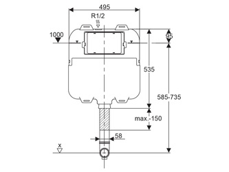 33287 hideaway   back to wall cistern 9503671 tech drawing 1