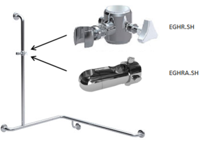 EGHRA.SH - chrome plated, ABS plastic sliding shower support bracket and EGHR.SH - chrome plated brass sliding shower support bracket