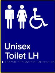 Unisex accessible toilet, left hand transfer
