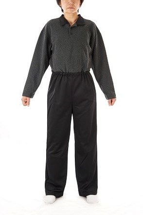 26821 caring clothing mens 1 day dignity suit mens charcoal grey long sleeve front