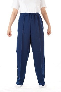 26827 caring clothing ladies navy trousers with side opening front