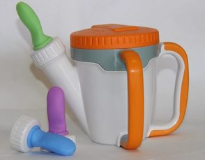 27495 rosecup orange with green spout and extra 2 spouts 600x468