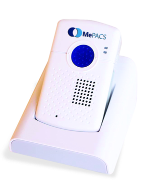 MePACS Mobile Alarm, unit and charging cradle