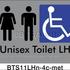 Unisex Toilet, Left Hand Transfer, Black on Silver